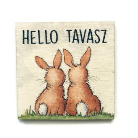Fa tábla -  Hello tavasz nyuszipompom Fa tábla -  Hello tavasz nyuszipompom