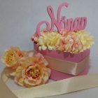 Selyemvirág box - Rózsaszín Nőnapi Szív