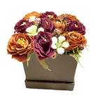 Selyemvirág box - Rozsda színű virágokkal