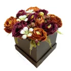 Selyemvirág box - Rozsda színű virágokkal