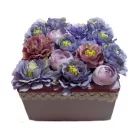 Selyemvirág box - Lila csipkés fadobozban