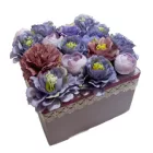 Selyemvirág box - Lila csipkés fadobozban